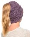 Angela & William Messy Bun Ponytail Crochet Beanie In Lavender