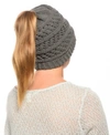 Angela & William Messy Bun Ponytail Crochet Beanie In Charcoal