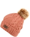 Angela & William Faux Fur Pom Beanie With Fleece Lining In Pink
