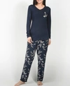 MOOD PAJAMAS CHERRY BLOSSOM ULTRA SOFT LONG-SLEEVE PAJAMA SET