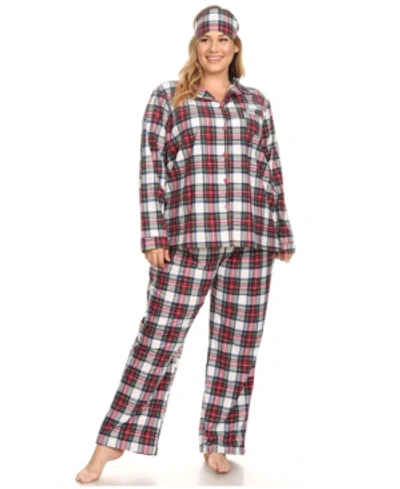 White Mark Plus Size 3-piece Pajama Set In Red White