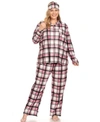 White Mark Plus Size 3-piece Pajama Set In Pink Plaid
