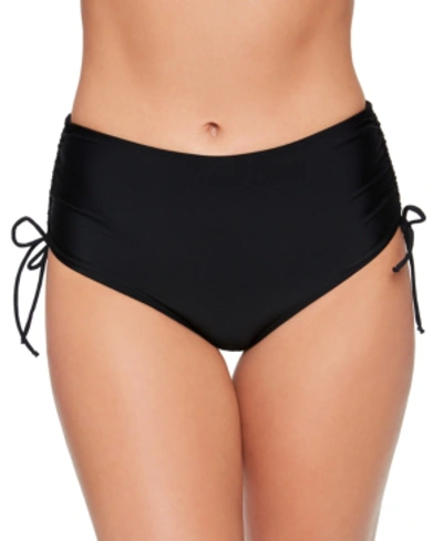 Salt + Cove Solid Shirred-side High-waist Bikini Bottoms, Created For Macy's In Black