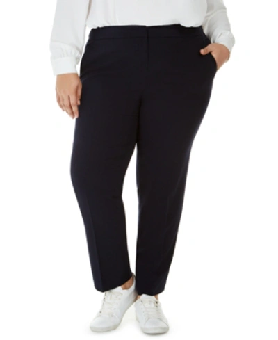 Bar Iii Plus Size Textured Tie-waist Pants, Created For Macy's In Blue