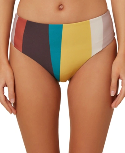 O'neill Juniors' Sapa Striped High-waist Bikini Bottoms Women's Swimsuit In Mauve