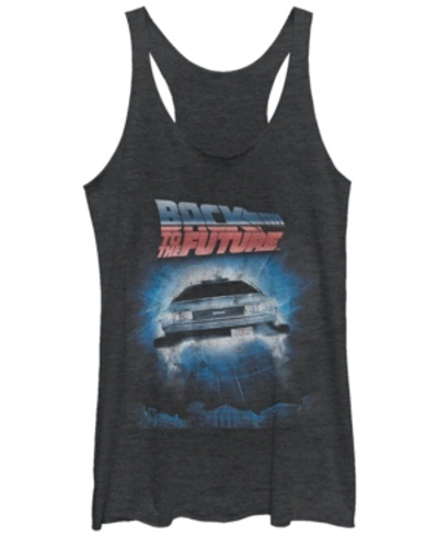 Fifth Sun Back To The Future Flying Car Portal Tri-blend Racer Back Tank In Black Heat