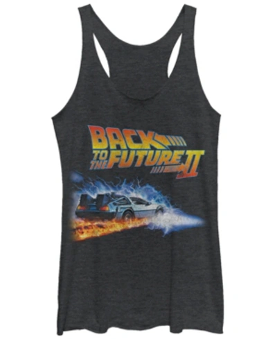 Fifth Sun Back To The Future Fire And Lightning Car Tri-blend Racer Back Tank In Black Heat