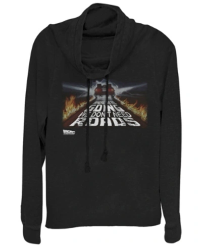 Fifth Sun Back To The Future We Don't Need Roads Cowl Neck Sweater In Black