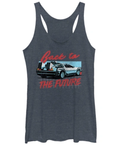Fifth Sun Back To The Future Delorean Grid Tri-blend Racer Back Tank In Navy Heath