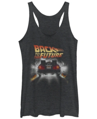 Fifth Sun Back To The Future Retro Delorean Peel Out Tri-blend Racer Back Tank In Black Heat