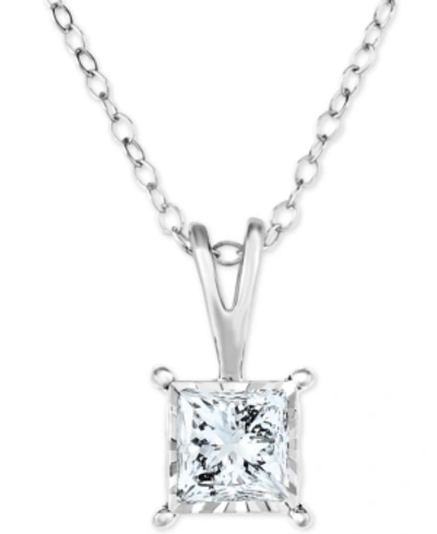 Trumiracle Diamond Princess 18" Pendant Necklace (1/2 Ct. T.w.) In 14k White, Yellow, Or Rose Gold In White Gold