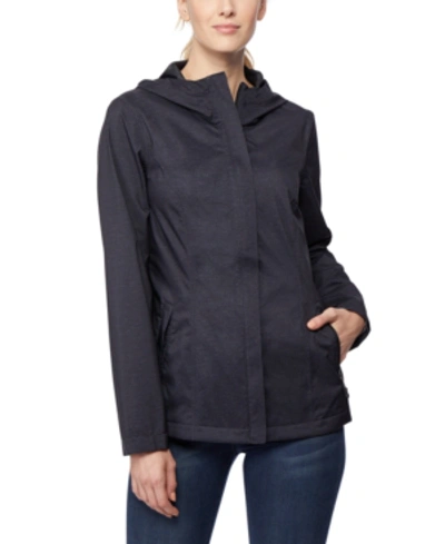 32 Degrees Hooded Water-resistant Raincoat In Black Melange