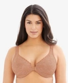 Glamorise Women's Full Figure Plus Size Wonderwire Front Close Stretch Lace Bra 9245 In Cappuccino