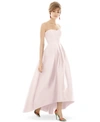 Alfred Sung Strapless Satin High Low Dress With Pockets In Blush Pink