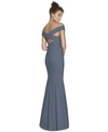 Dessy Collection Off The Shoulder Crossback Gown In Silverstone Gray