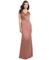 Dessy Collection Dessy Colleciton Cowl Neck Charmeuse Trumpet Gown In Desert Rose Pink
