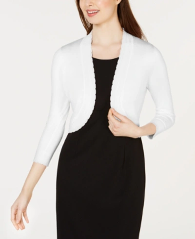 Jessica Howard Open-front Cropped Cardigan In White