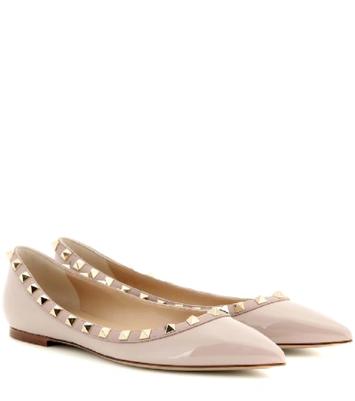 Valentino Garavani Garavani Patent Rockstud Flats In Pink