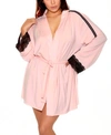 ICOLLECTION ICOLLECTION WOMEN'S ELEGANT KNIT ULTRA SOFT CONTRAST LACE ROBE LINGERIE