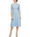 Alex Evenings Mock Two-piece Cocktail Dress In Sky Blue