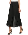 Alex Evenings Chiffon Wide-leg Capri Pants In Black