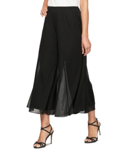 Alex Evenings Chiffon Wide-leg Capri Pants In Black