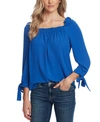 CECE CECE RUCHED-NECK TIE-SLEEVE TOP