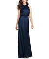 Dessy Collection Sleeveless Blouson Bodice Trumpet Gown In Blue