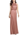 Dessy Collection Sleeveless Blouson Bodice Trumpet Gown In Desert Rose