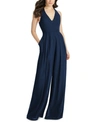 Dessy Collection V-neck Backless Pleated Front Jumpsuit - Arielle Dress In Blue
