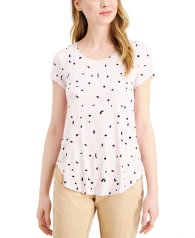 Alfani Print T-shirt, Created For Macy's In Micro Pink