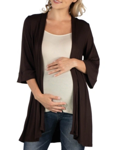 24SEVEN COMFORT APPAREL OPEN FRONT ELBOW LENGTH SLEEVE MATERNITY CARDIGAN