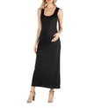 24seven Comfort Apparel Scoop Neck Sleeveless Maternity Maxi Dress With Pockets In Black