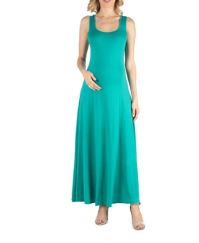 24seven Comfort Apparel Slim Fit A Line Sleeveless Maternity Maxi Dress In Jade