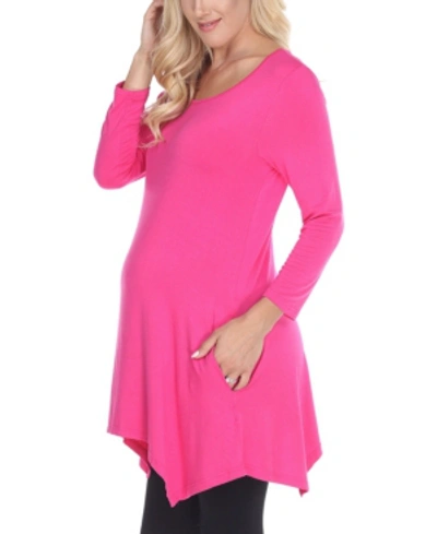 White Mark Plus Size Makayla Tunic Top In Fuchsia