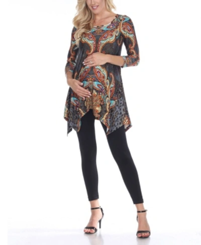 White Mark Maternity Arlene Tunic Top In Brown