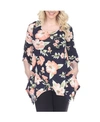 White Mark Womens Flared Long Sleeve Tunic Top In Peach