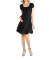 24seven Comfort Apparel Knee Length Cap Sleeve Maternity Dress With Pocket Detail In Black