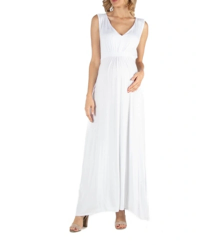 24SEVEN COMFORT APPAREL V NECK SLEEVELESS MATERNITY MAXI DRESS WITH BELT
