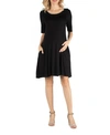 24SEVEN COMFORT APPAREL SOFT FLARE T-SHIRT MATERNITY DRESS WITH POCKET DETAIL