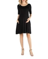 24seven Comfort Apparel Soft Flare T-shirt Maternity Dress With Pocket Detail In Black