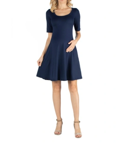 24SEVEN COMFORT APPAREL KNEE LENGTH A LINE ELBOW SLEEVE MATERNITY DRESS