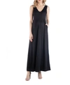 24seven Comfort Apparel V Neck Sleeveless Maternity Maxi Dress With Belt In Black