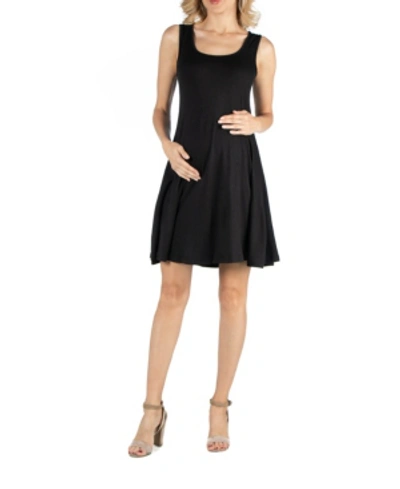 24seven Comfort Apparel A Line Slim Fit And Flare Maternity Dress In Black