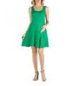24seven Comfort Apparel Women's Sleeveless A-line Fit And Flare Skater Dress In Green