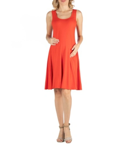 24seven Comfort Apparel A Line Slim Fit And Flare Maternity Dress In Orange