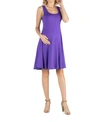 24seven Comfort Apparel Petites Sleeveless A-line Fit And Flare Skater Dress In Purple