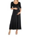 24SEVEN COMFORT APPAREL CASUAL MATERNITY MAXI DRESS WITH SLEEVES