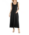 24seven Comfort Apparel Scoop Neck Sleeveless Maternity Maxi Dress With Pockets In Black