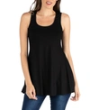 24seven Comfort Apparel Scoop Neck Razorback Sleeveless Tunic Top In Black